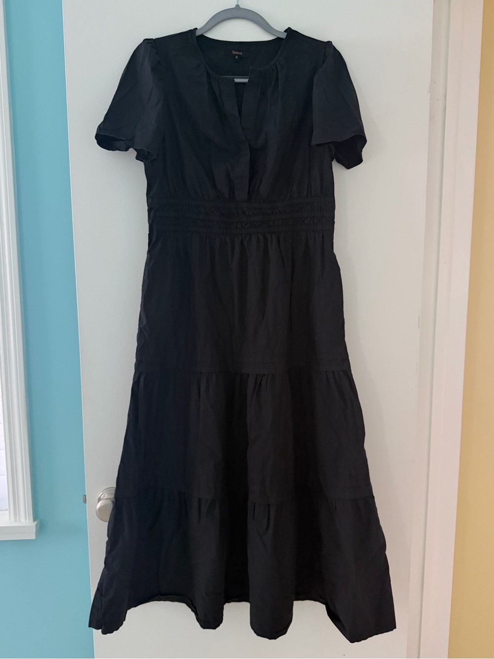 Quince Cotton Black Dress M